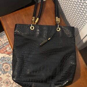 Michael Kors Black Croc-Embossed Tote Bag